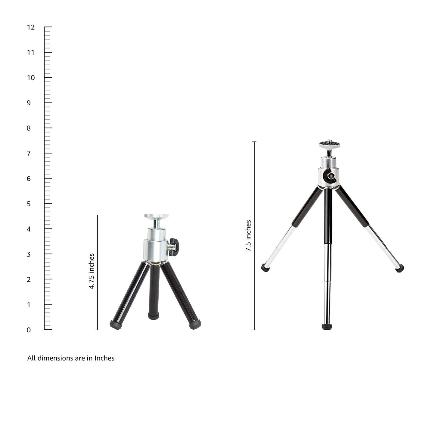 Amazon Basics Lightweight Portable Mini Travel Tripod with 360° Ball Head, Adjustable Height, Desktop, Black