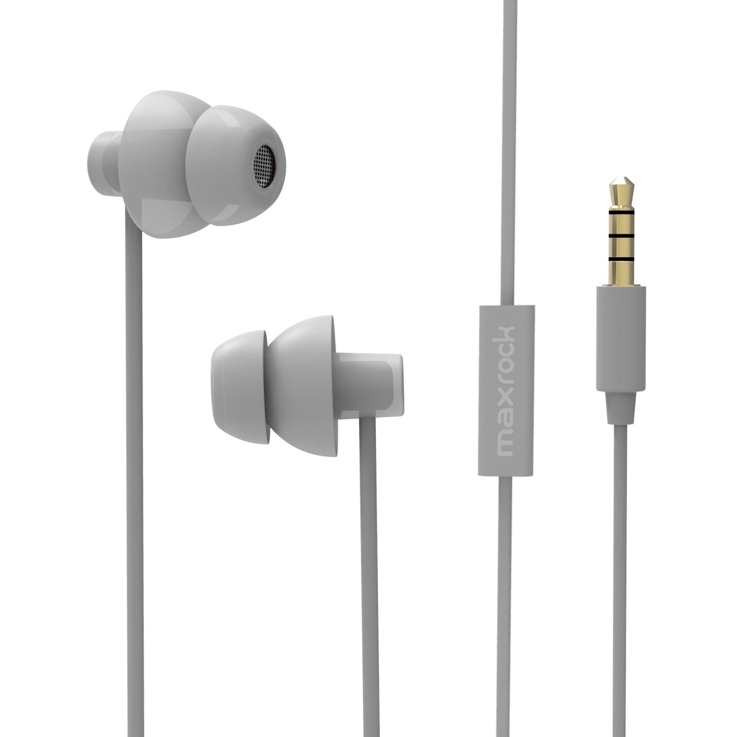 MAXROCK (TM Unique Total Soft Silicon Sleeping Headphones Earplugs Earbuds with Mic for Cellphones,Tablets and 3.5 mm Jack Plug (Grey)