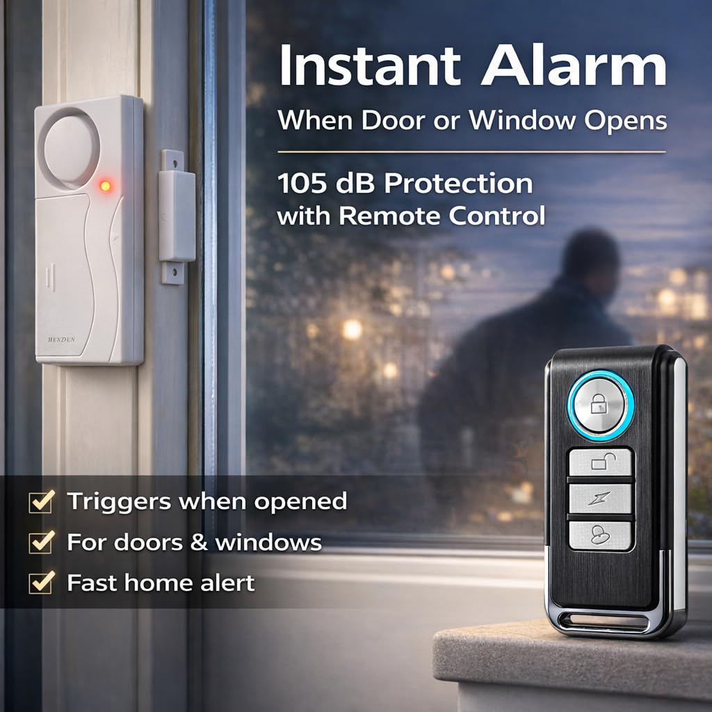 HENDUN Wireless Remote Door Alarm When Opened, Windows Open Alarms, Magnetic Security Sensor, Pool Safety for Kids, Alzheimer's Care
