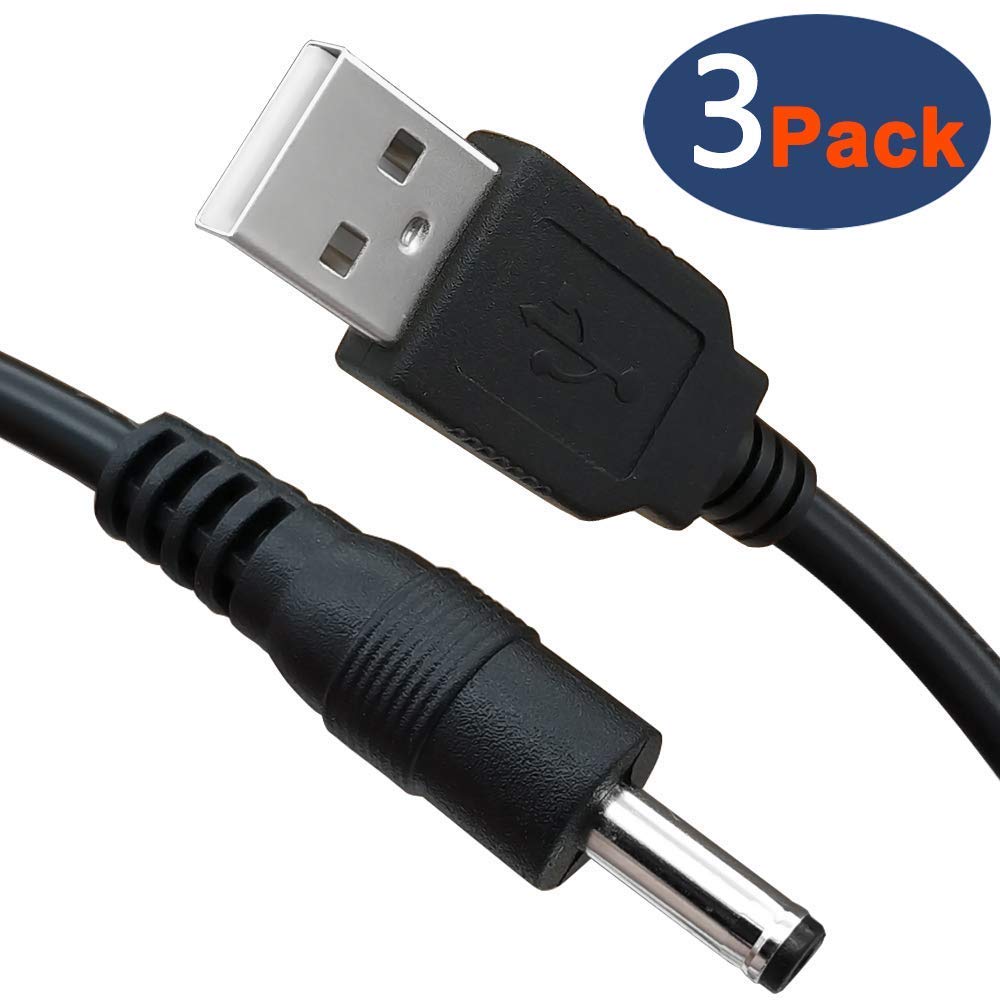 3-Pack 4ft USB A Male to 3.5mm x 1.35mm 5V Adapter - DC Power Cable for LED Lights, Speakers, Fans & More