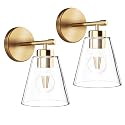 Hamilyeah Gold Wall Sconces Set of 2, Bathroom Sconce Lighting Fixtures, Modern Industrial Sconces Wall Lighting Indoor, Brass Wall Lamps for Bedroom