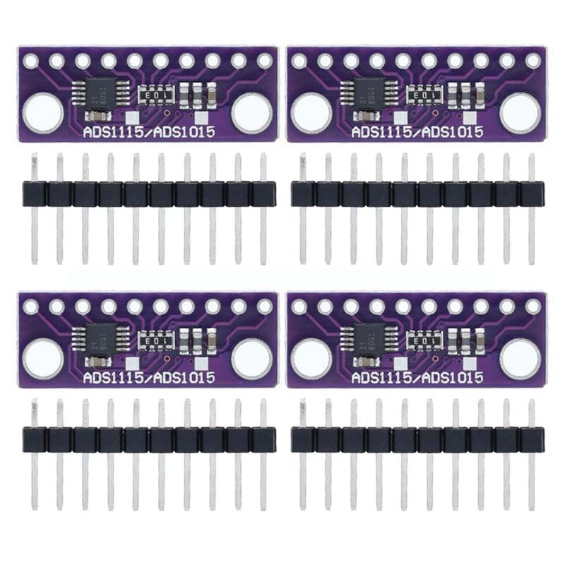 4Pcs ADS1115/ADS1015 16 Bit 4 Channel High-Precision I2C IIC Analog-to-Digital Converter ADC Conversion Module Development Board for Arduino Raspberry