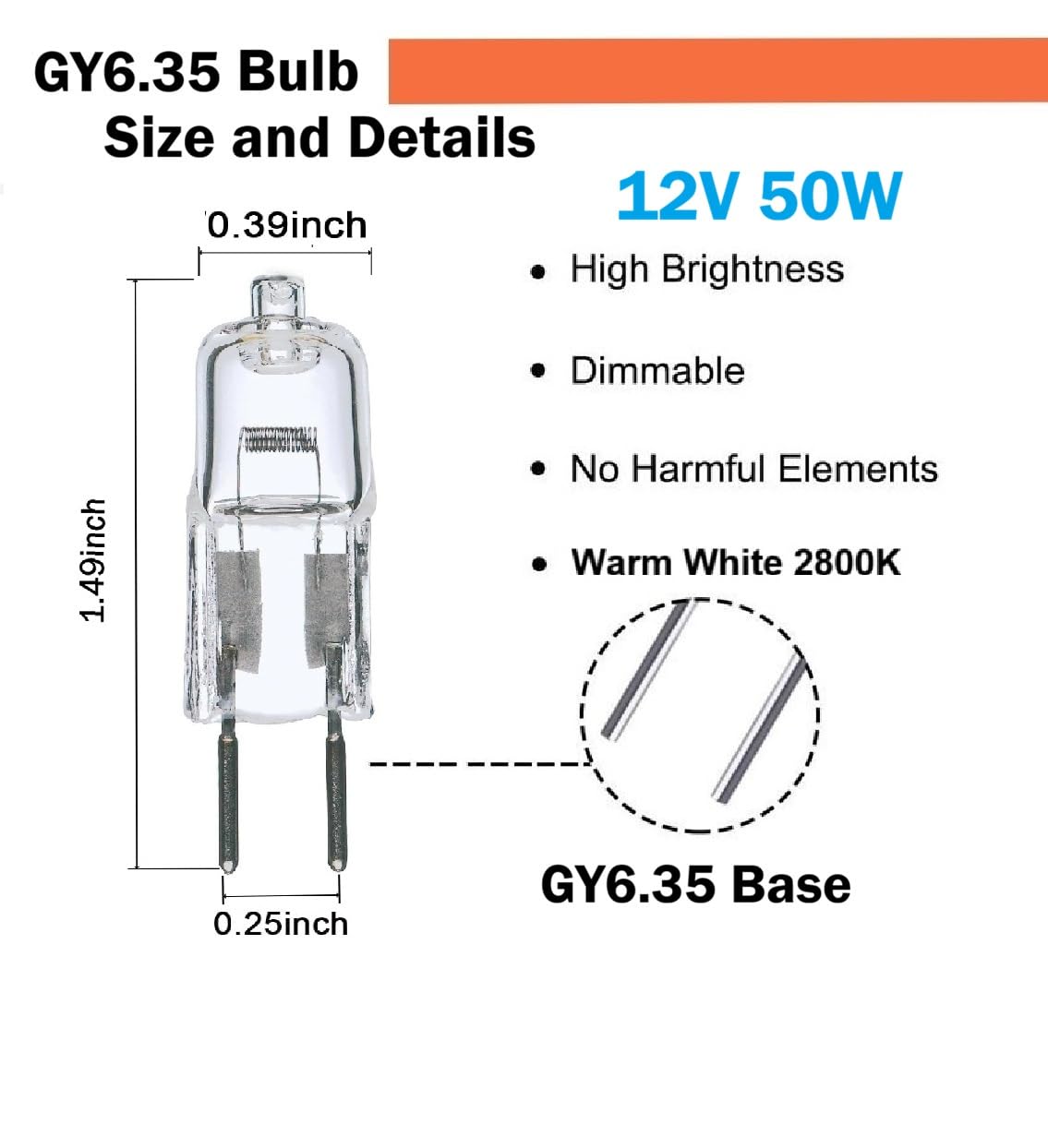 Vaiwely (2 Pack) 12V 50W Halogen Bulb T4 Halogen Bulb 50 watt Replacement S3121, S3470, 50T4/CL, 64440 12V 50W GY6.35 Base Halogen halostar Light Bulb