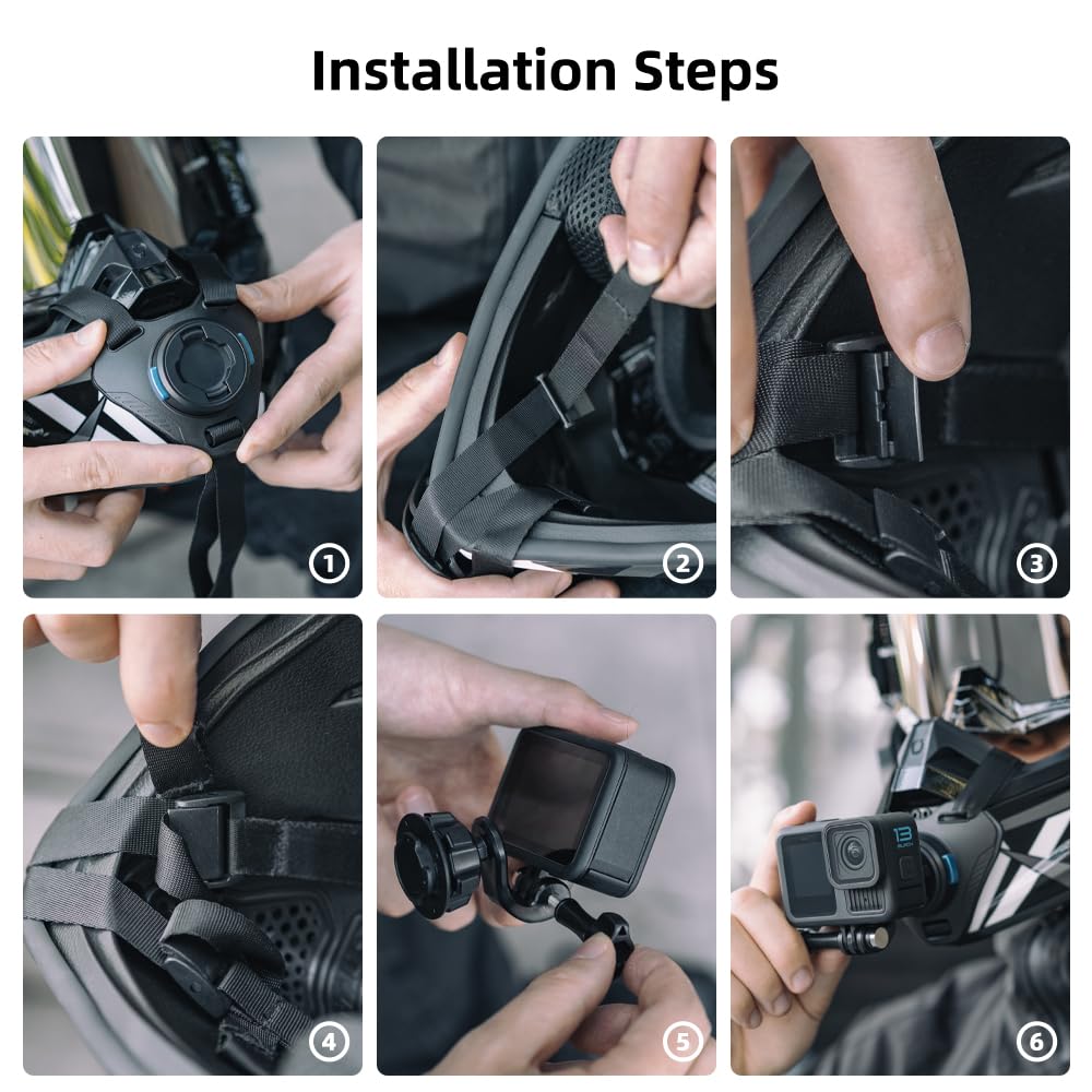 SUREWO Magnetic Quick Release Motorcycle Dirt Bike Bicycle Strap Holder Clamp Mounts Compatible with Go Pro Hero 13,12,11,10, 9, 8, 7,DJI Osmo Action