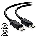 AmSecu Display Cable to Display Cable 1.2, 4 Pack, Long 10ft cable for computer monitor with latch & release button, Up to 4K @ 60hz, 1440p @ 144Hz