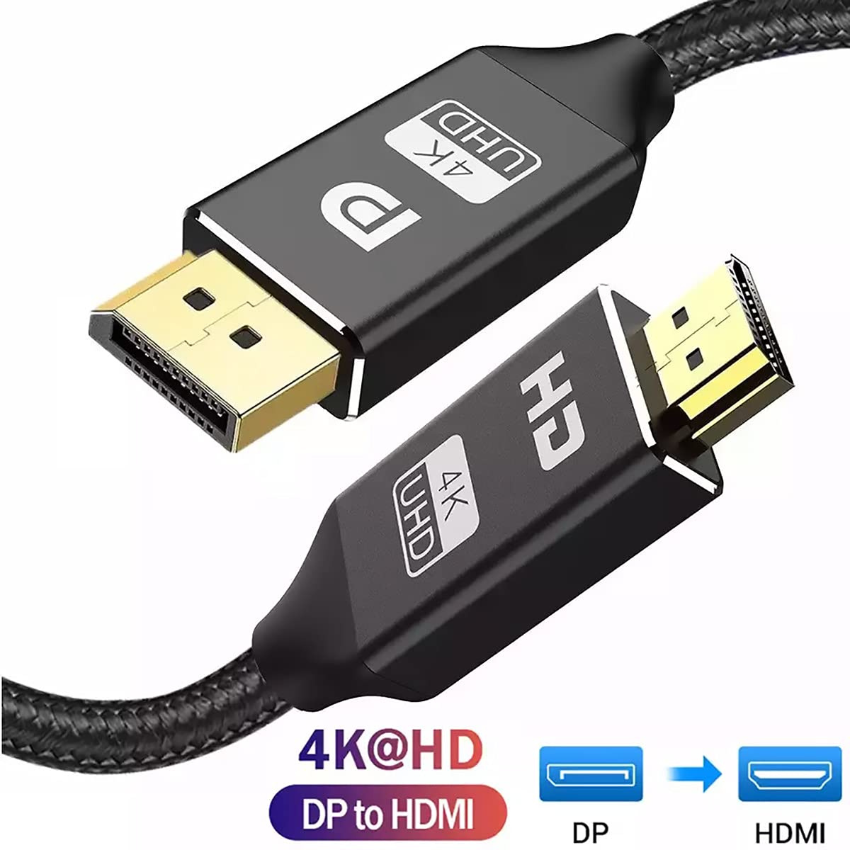 SIREG DP to HDMI Cable 1.5m/4.9FT, Support 4K Resolution, 1.4 4D Version,for Connection DisplayPort to HDMI Video Display Device