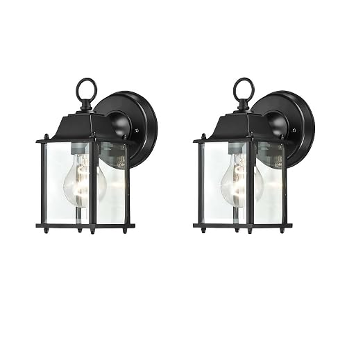 WISBEAM 2 Packs Outdoor Wall Lantern, Black Exterior Waterproof Wall Sconce for House, Aluminum Housing Plus Glass, Wet Location Rated, ETL Qualified