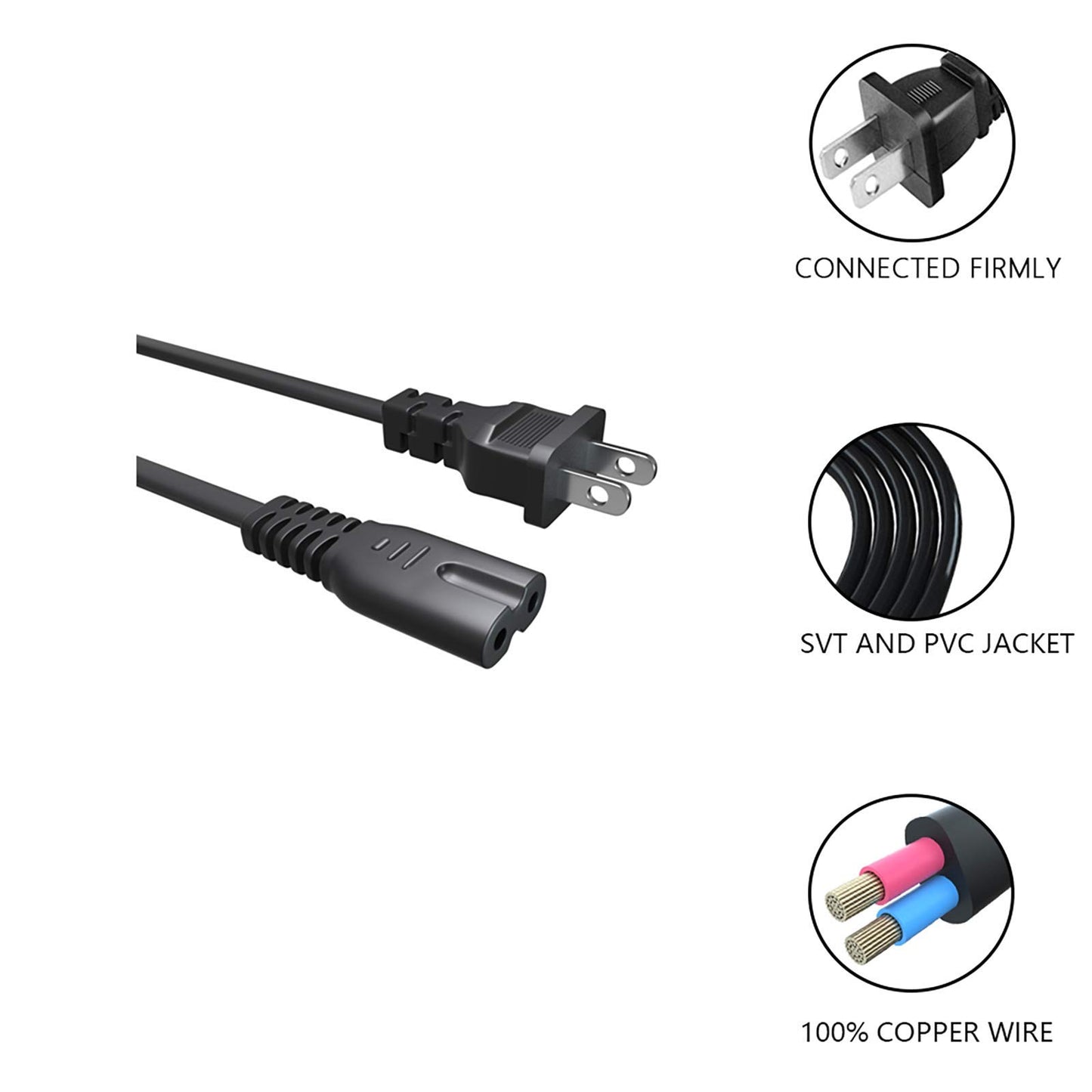AC Printer Power Cord Repalcement for Epson Ecotank ET-2720 ET-2750 ET-2650 ET-m1120 ET-m1170 ET-3760 ET-3750 ET-2760,XP-434 XP-410 XP-300 XP-310