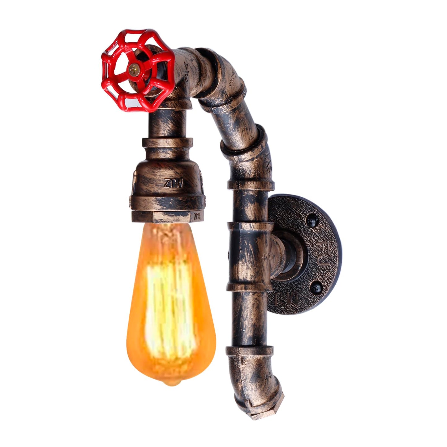 XEYOU Retro Wall lamp Vintage Industrial Steampunk Wall Sconce with Switch Metal Water Pipe Wall Mounted Light Fixture E26 Edison Bulb for Cafe Bar