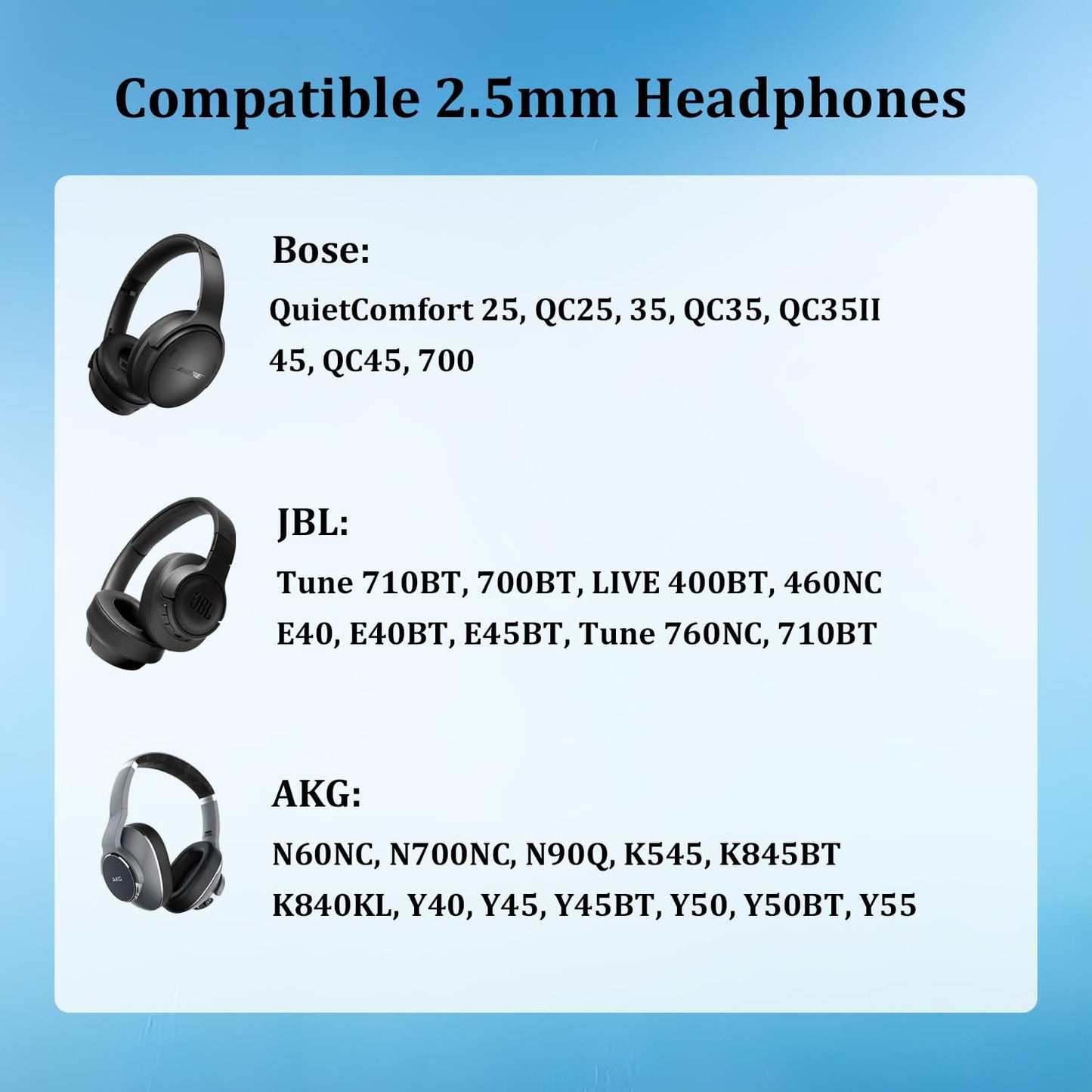 Xintronics Bose Headphones Replacement Audio Cable, 3.5mm to 2.5mm Aux Cord for Bose QuietComfort 25 QC25 35 QC35 QC35II 45 QC45 700 JBL E45BT E55BT…