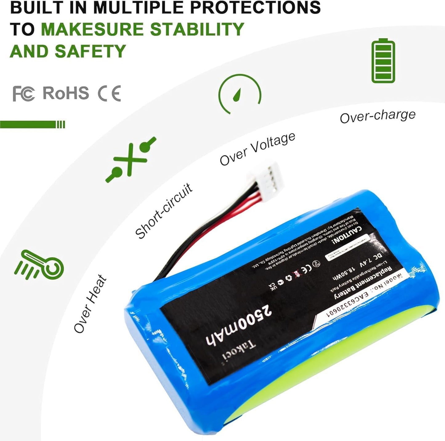 SCESMIA PK7 Replacement Battery Compatible with L- G Xboom Go PK7 PK5 Speaker 7.4V 2500mAh