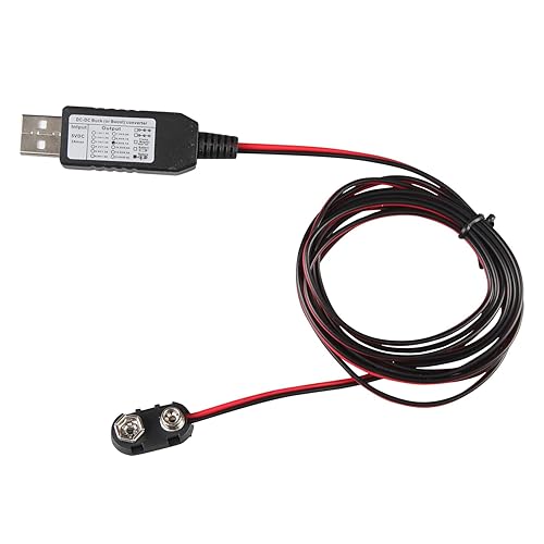 USB to 9V Battery Connector Eliminator Replace 6F22 6LR61 Power Converter Kit Connect Cable 78IN 200CM Multi for Multimeter,LED Light,Electronic…