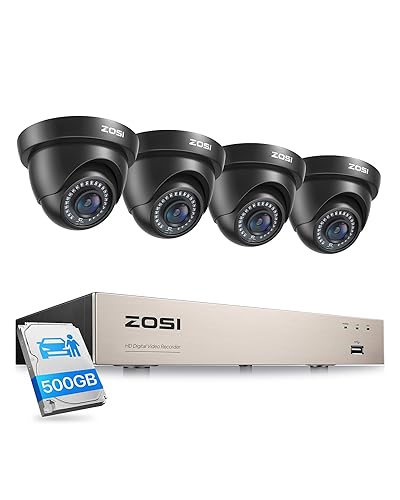 ZOSI 1080P Home Security Camera System with 1TB Hard Drive,5MP Lite H.265+ 8Channel HD-TVI Wired DVR and 4X 1080P 1920TVL HD Indoor Outdoor Night