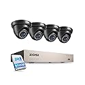 ZOSI 1080P Home Security Camera System with 1TB Hard Drive,5MP Lite H.265+ 8Channel HD-TVI Wired DVR and 4X 1080P 1920TVL HD Indoor Outdoor Night