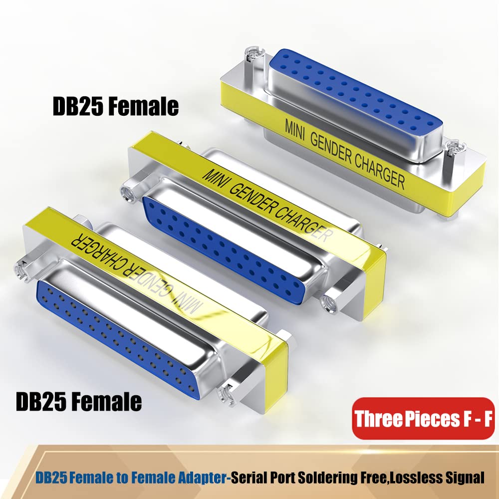 Warmstor 6-Pack DB25 25Pin Female to Female Male to Male Mini Gender Changer Coupler Adapter RS232 Serial Cable Connector