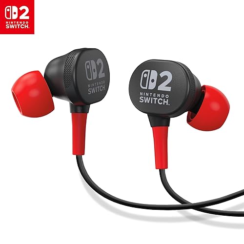 PowerA Wired Earbuds for Nintendo Switch 2- Black, Officially Licensed, 8 mm Speaker Drivers, in-Ear Design, 3 Swappable Tips, Includes Drawstring…