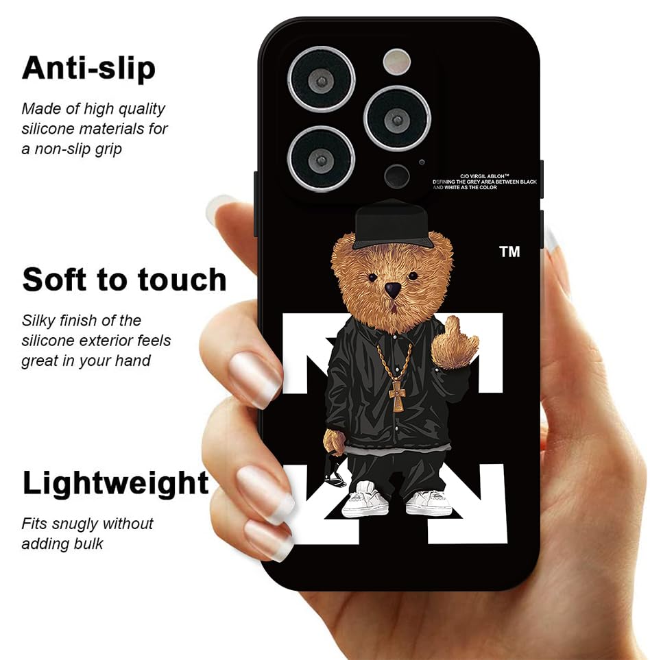 PSUJAO Cool Case Compatible with iPhone 16 Pro case,Designer for Boys,Funny Aesthetic Soft Silicone Gel Rubber Shockproof Cover Full Body Drop