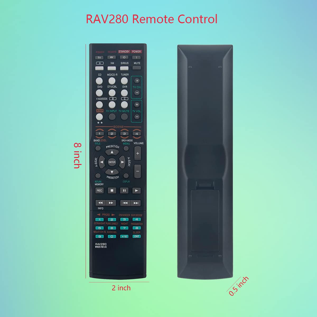 GHUST Replaced Remote Control for Yamaha RAV282 WN05800 RAV283 WN058100 HTR-6130 HTR-6230 RX-V363 RX-V365 RX-V365BL YHT-390 YHT-390BL YHT-391