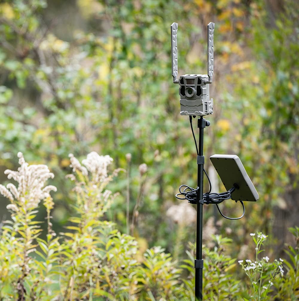 TACTACAM Reveal Adjustable Camera Stake with Solar Panel Mount, Fits All Outdoor Trail Cameras and Cellular Cameras with 1/4" 20 mounts