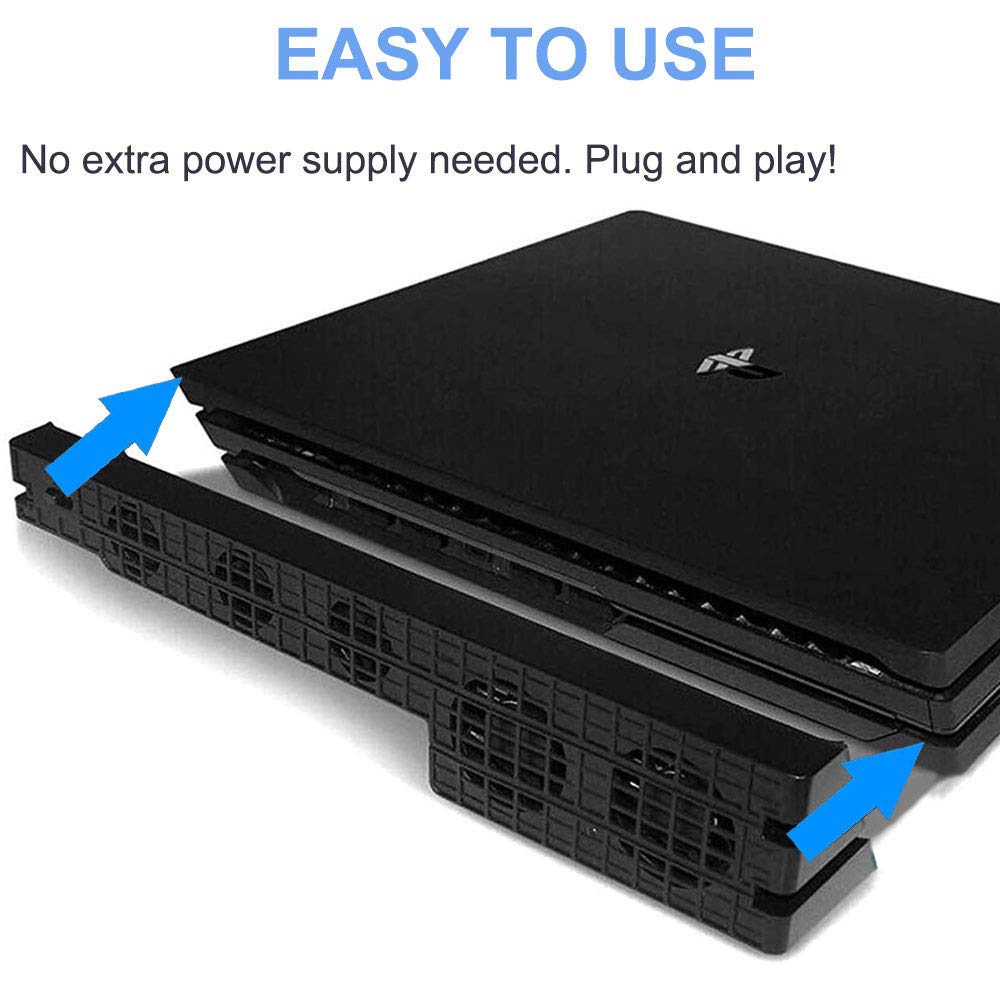 Linkhood Cooling Fan for PS4 PRO, USB External Cooler 5 Fan Turbo Temperature Control Cooling Fans for Sony PlayStation Pro Gaming Console