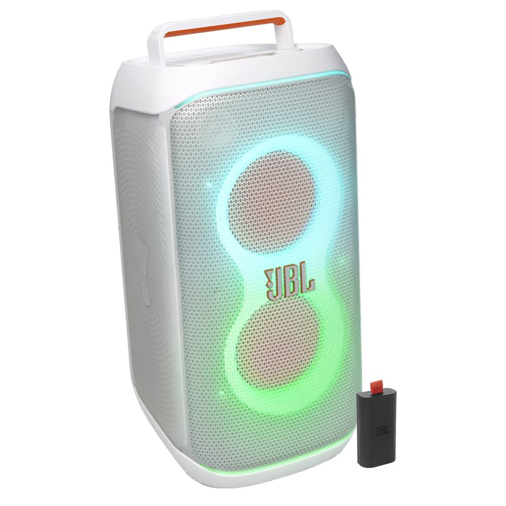 JBL Partybox Club 120 Portable Party Speaker Bundle with Additional Battery 200 (White)