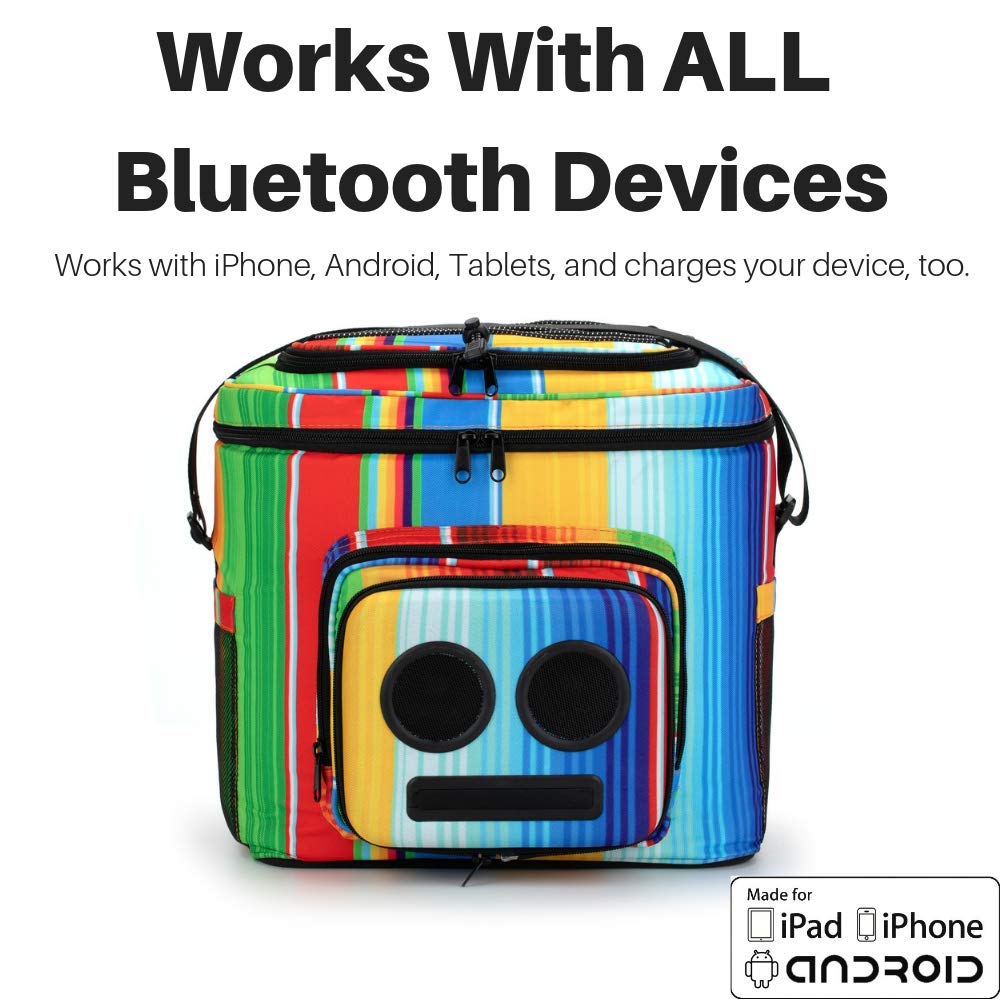 Super Real The #1 Cooler with Speakers & Subwoofer (Bluetooth, 20-Watt) for Parties/Festivals/Boat/Beach. Rechargeable Speaker Cooler, Works
