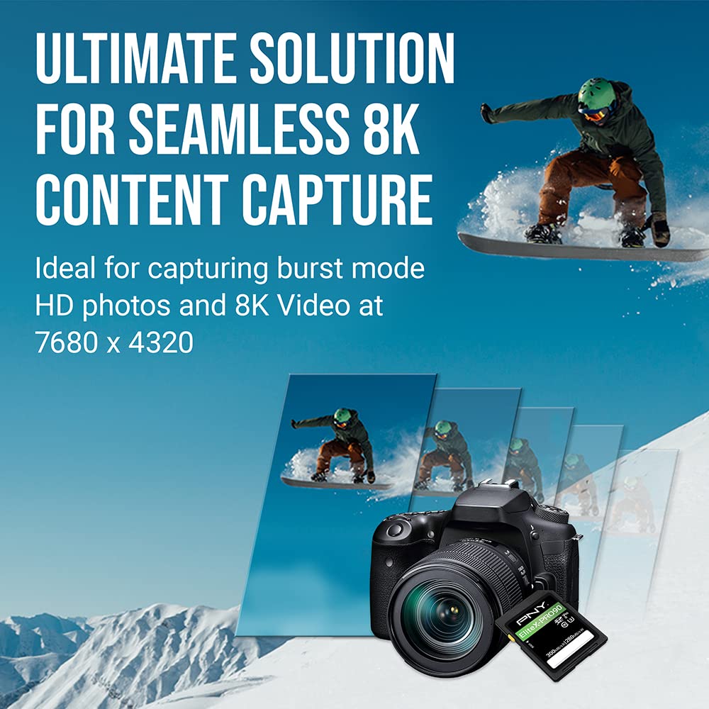 PNY 64GB EliteX-PRO90 UHS-II SDXC Memory Card - R300MB/s W280MB/s, U3, V90, 8K UHD, Full HD, UHS-II for Professional Photographers & Content Creators