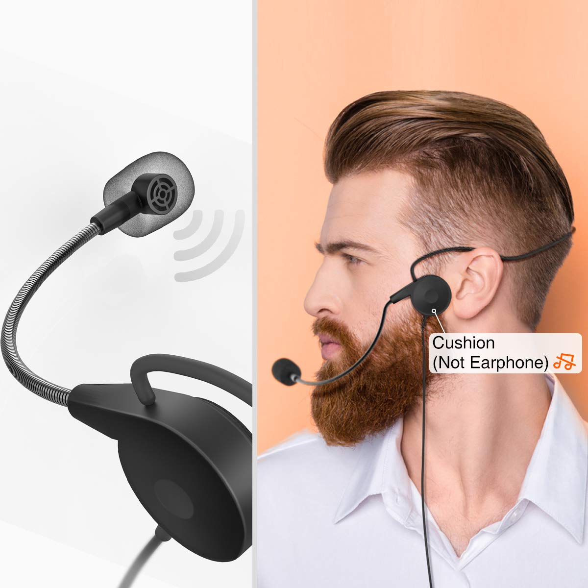 FIFINE Wireless Microphones for Computer, USB Wireless Microphone System for PC and Mac, Headset UHF System with USB Receiver,Transmitter, Headset and