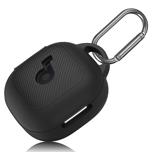 Anker PUCGUE Case Cover for Soundcore P40i, Shockproof Silicone Skin with Carabiner, Front LED & Logo Visible (Black)