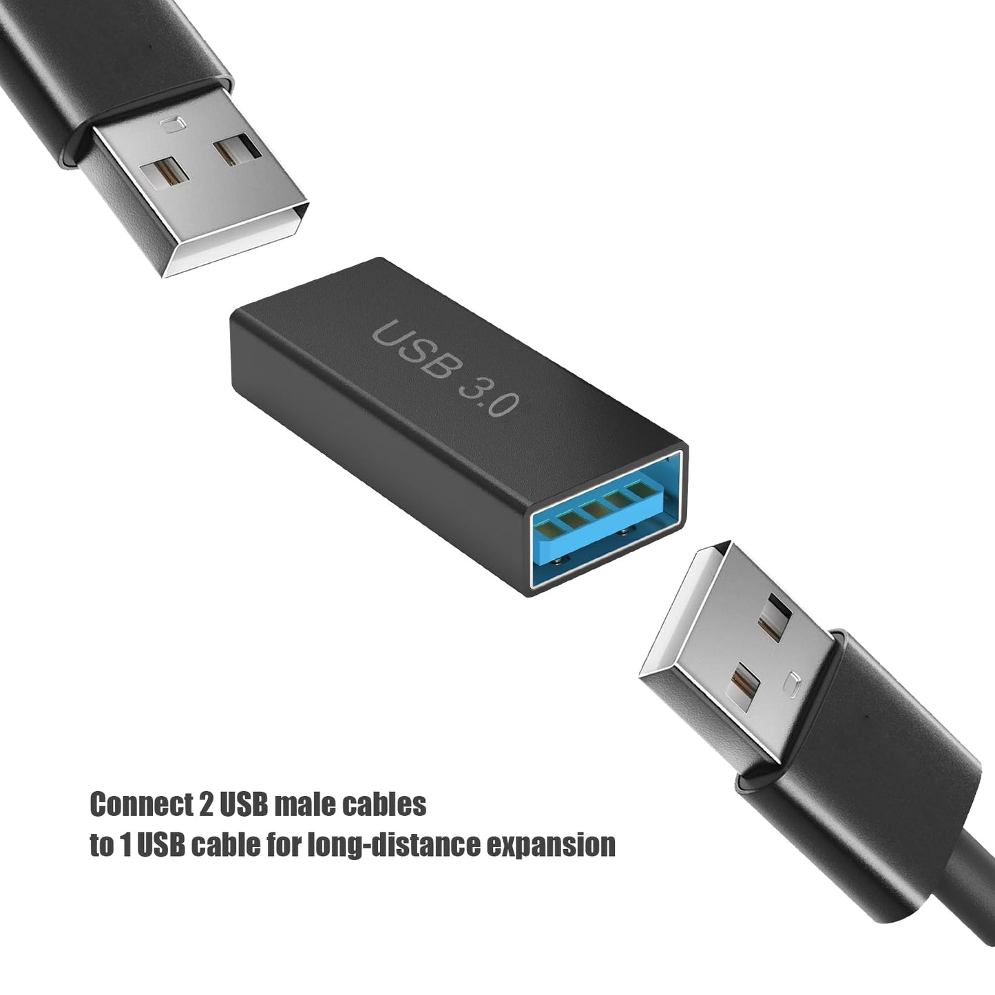 USB Female to Female Adapter 5 Pack, Type A 3.0 Female to Female 3.0 Cable Coupler, High Speed USB Extension Connector, Suitable for Connecting Two…