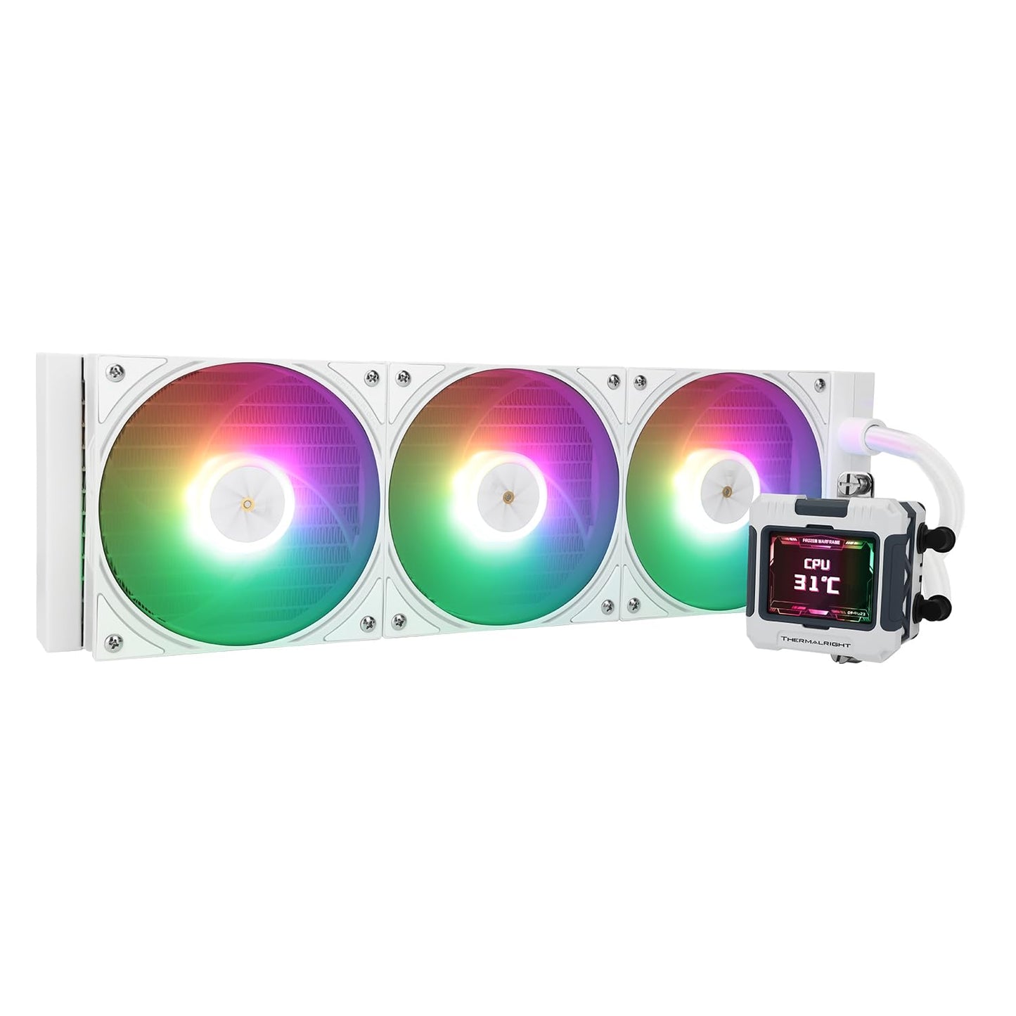 Thermalright FW 360 White ARGB V2 CPU Water Cooler with 3 PWM Fans with 2000RPM,IPS LCD Screen with 320 * 240 Resolution,Liquid CPU Cooler,CPU PC Aio