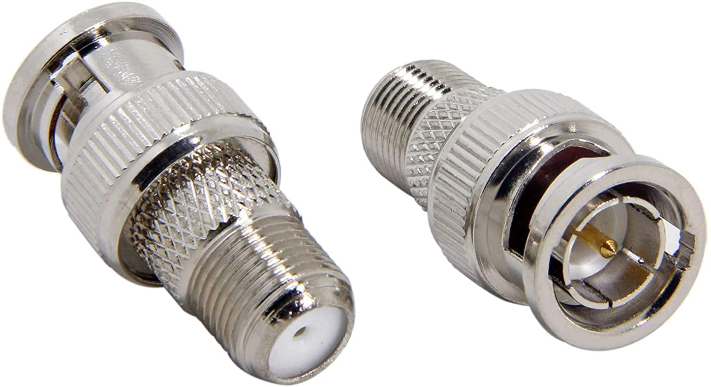 BNC to F Connector 4 Pack BNC Male to F Female Adapter, RG6, RG59 Coax Connector for Scanner, CCTV Camera
