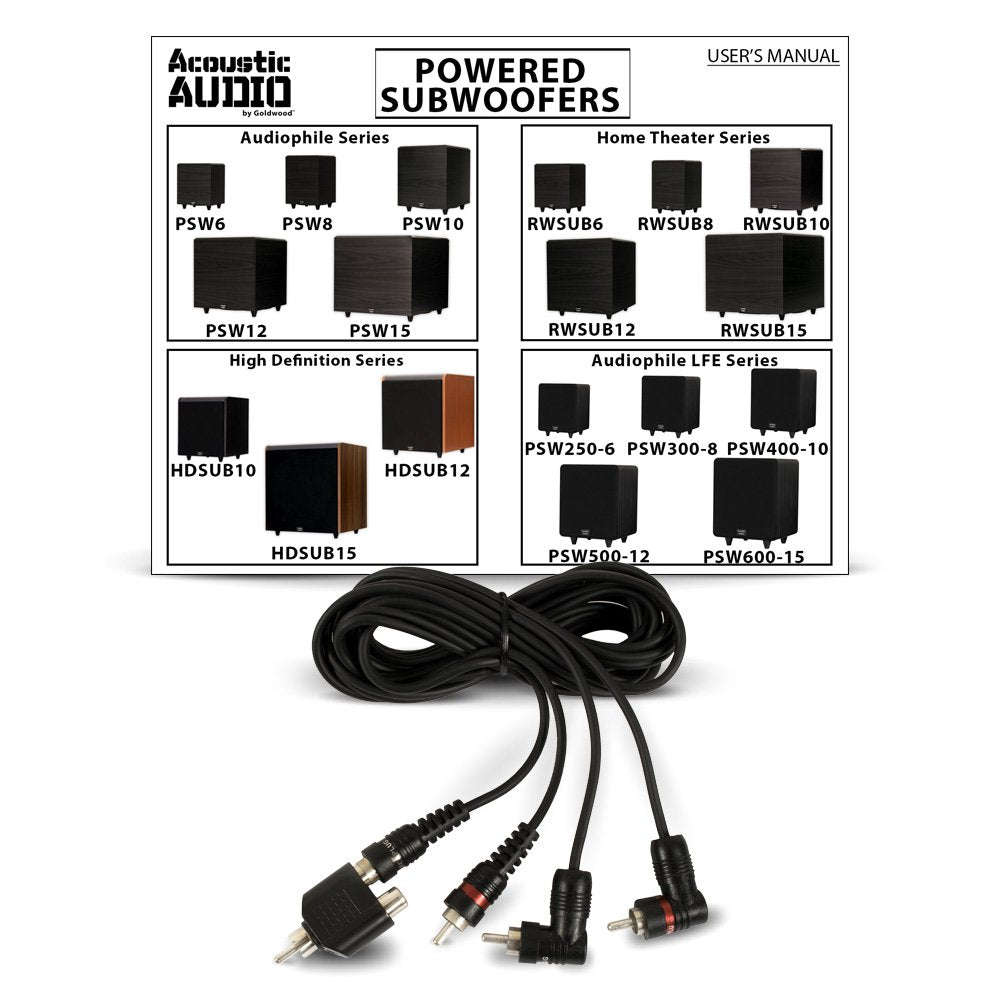 Acoustic Audio PSW400-10 Home Theater Powered 10" LFE Subwoofer Black Front Firing Sub,400 Watts