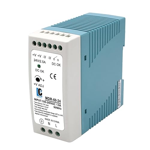 DIn Rail DC 24V Switching Power Supply MDR 60W Rail Type(Input:100-240VAC,Output:24VDC,50/60HZ) Switch Converter (24V 2.5A)