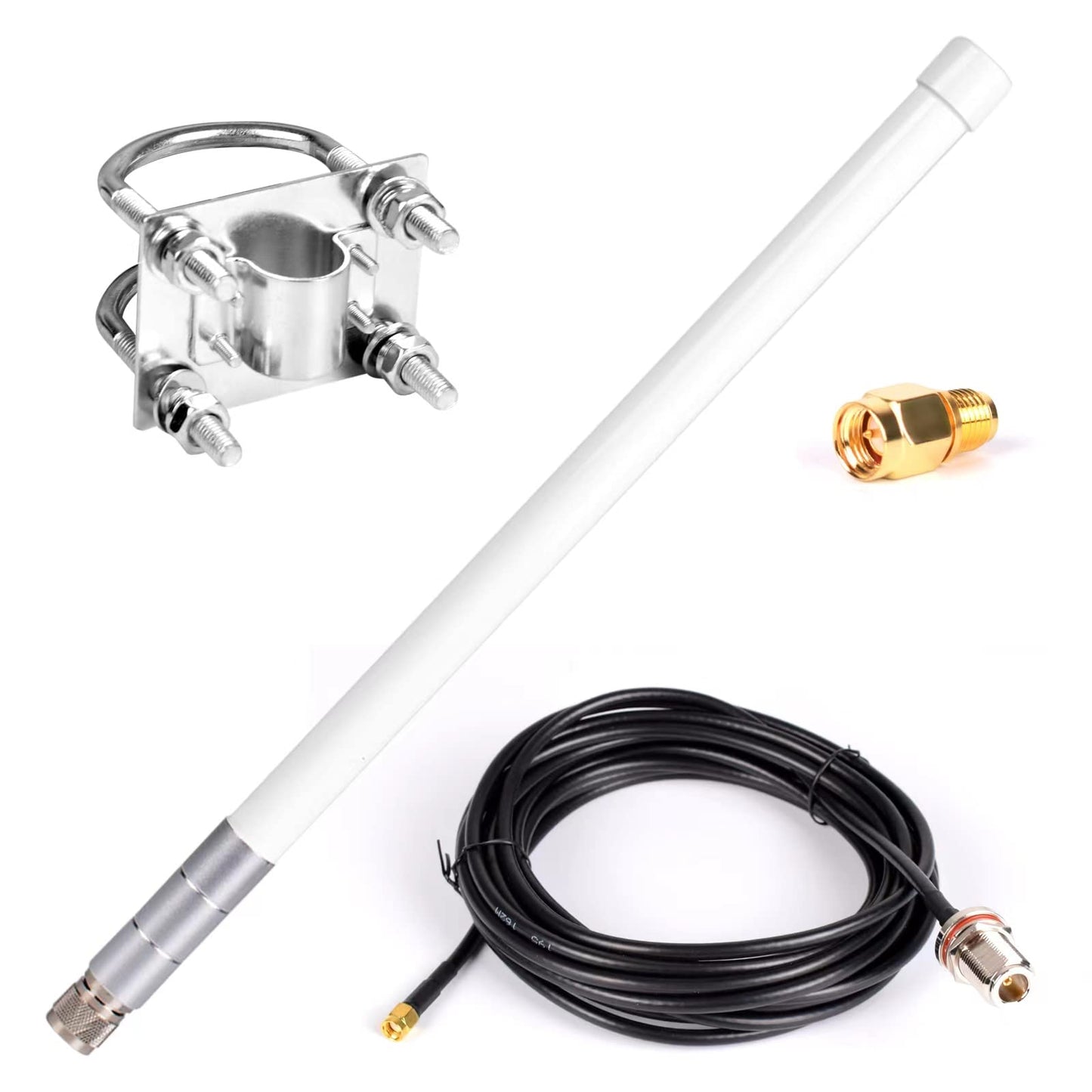 Waterproof 5.8dBi Lora 915MHz Fiberglass Antenna with 20Ft Low Loss KMR195 Cable for Helium Hotspot RAK Nebra Bobcat 300 SenseCAP M1 Hotspot HNT Miner