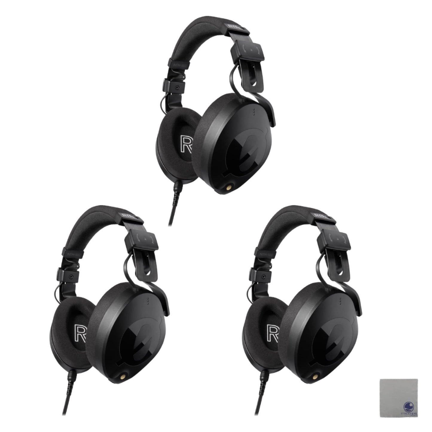 Rode NTH-100 Professional Over-Ear Headphones with StreamEye Polishing Cloth (Three-Pack)