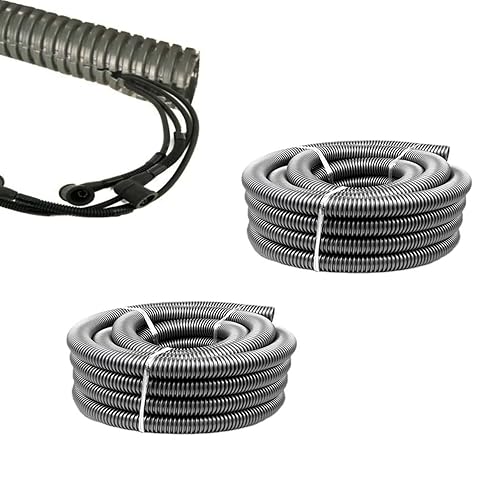 SKYPRO Split Loom Tubing Wire Conduit, Grey Corrugated Wire Tube Cable Protection Pipe Cable Tidy Tube for TV Cables, Electric Wire, Garden Lights (OD