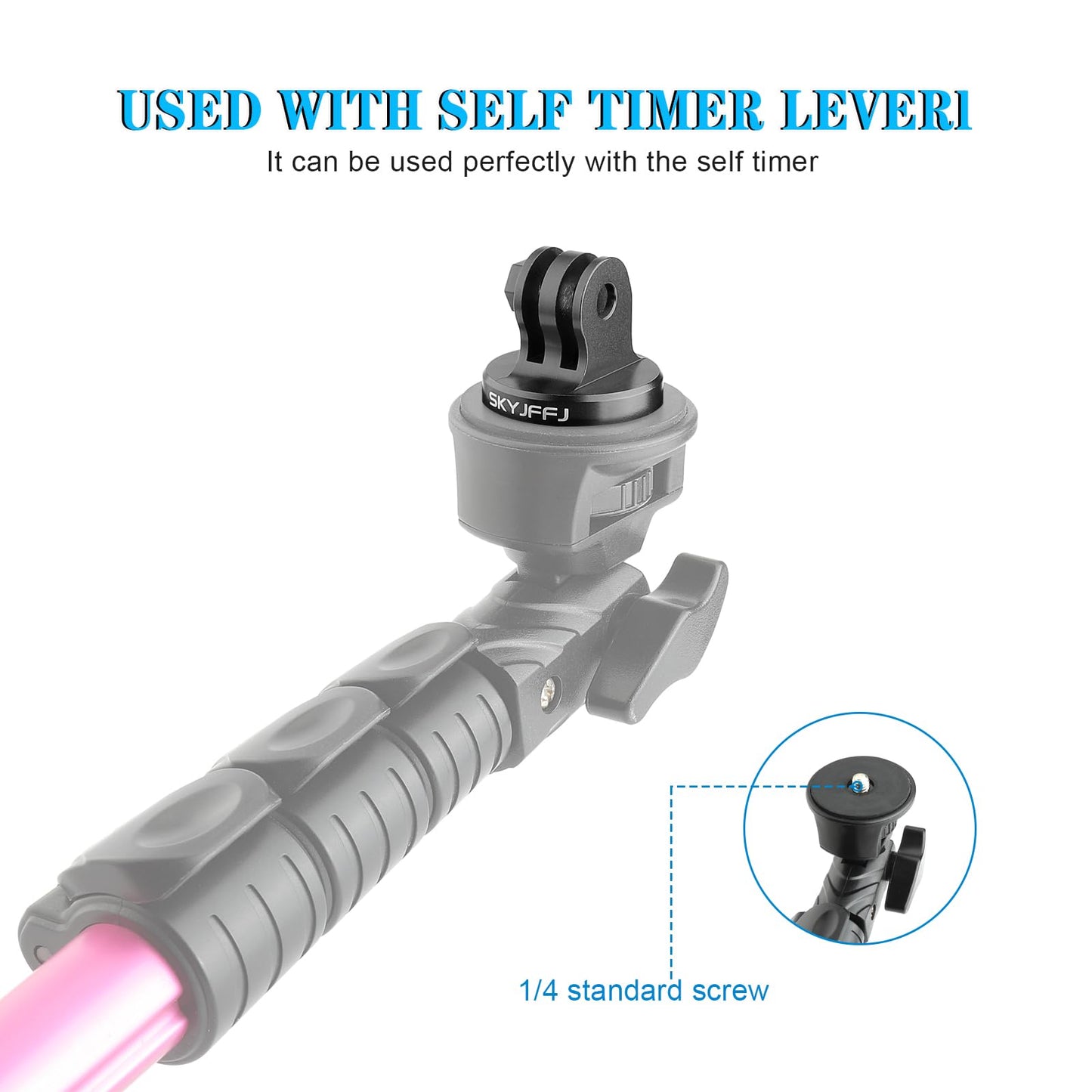 SKYJFFJ Aluminum Tripod Adapter Attachment Bolt Adapter for Monopod Mount with Aluminum CNC Thumbscrew Compatible Gopro Hero 13 12 11 10 9 8 DJI Osmo