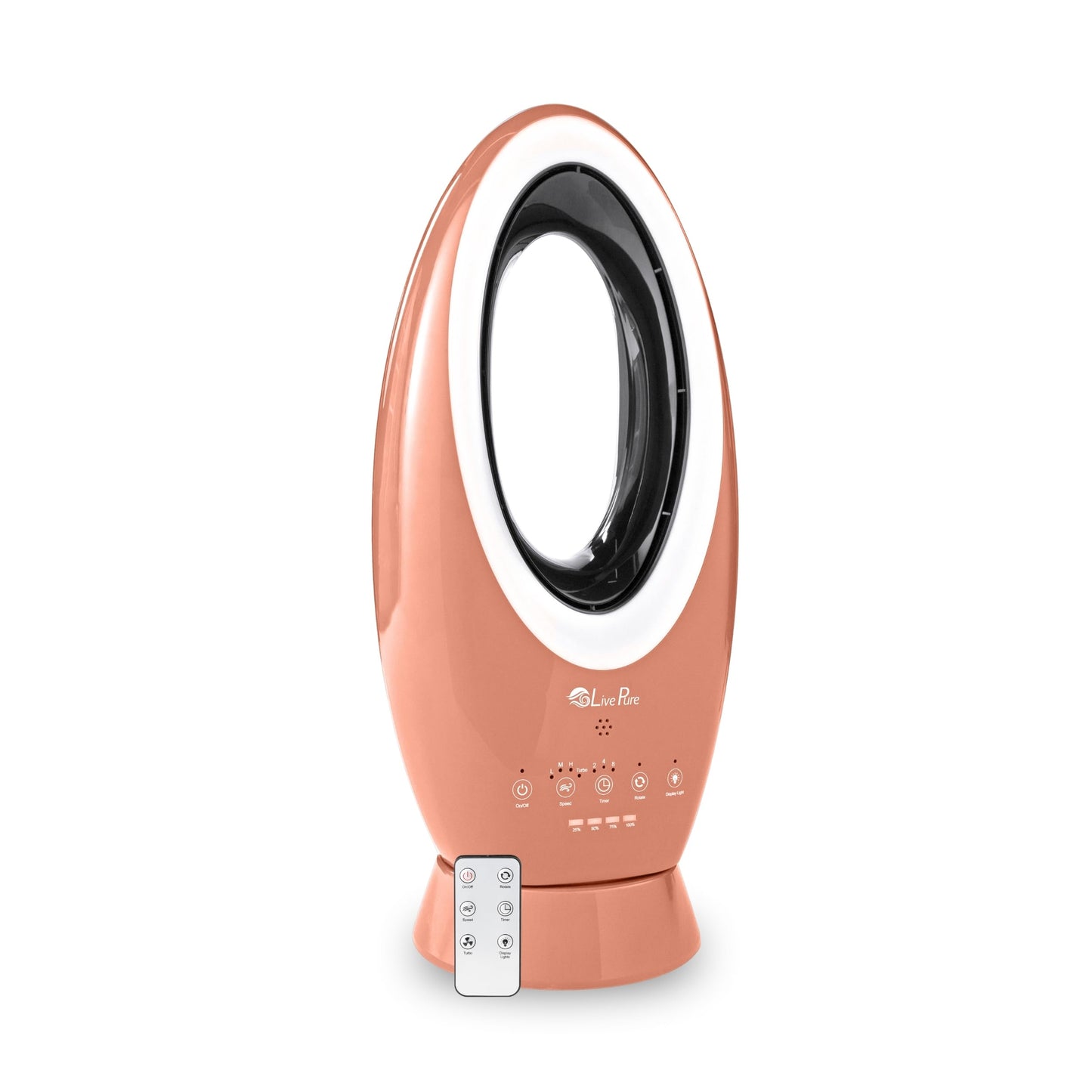 LivePure Bladeless Indoor/Outdoor Rechargeable Fan, Coral