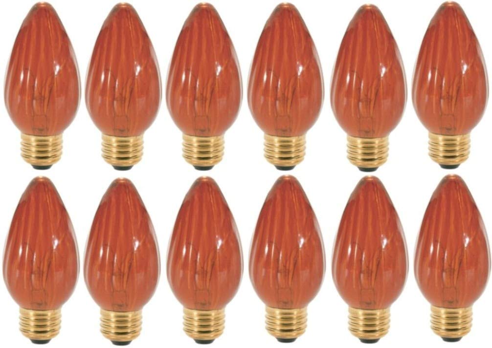 Satco S3370 Decorative Incandescent Light Bulb (Pack of 12), Amber Finish 40W, 120V, 335 Initial Lumens, F15 Lamp Shape, Medium Base, E26 Base