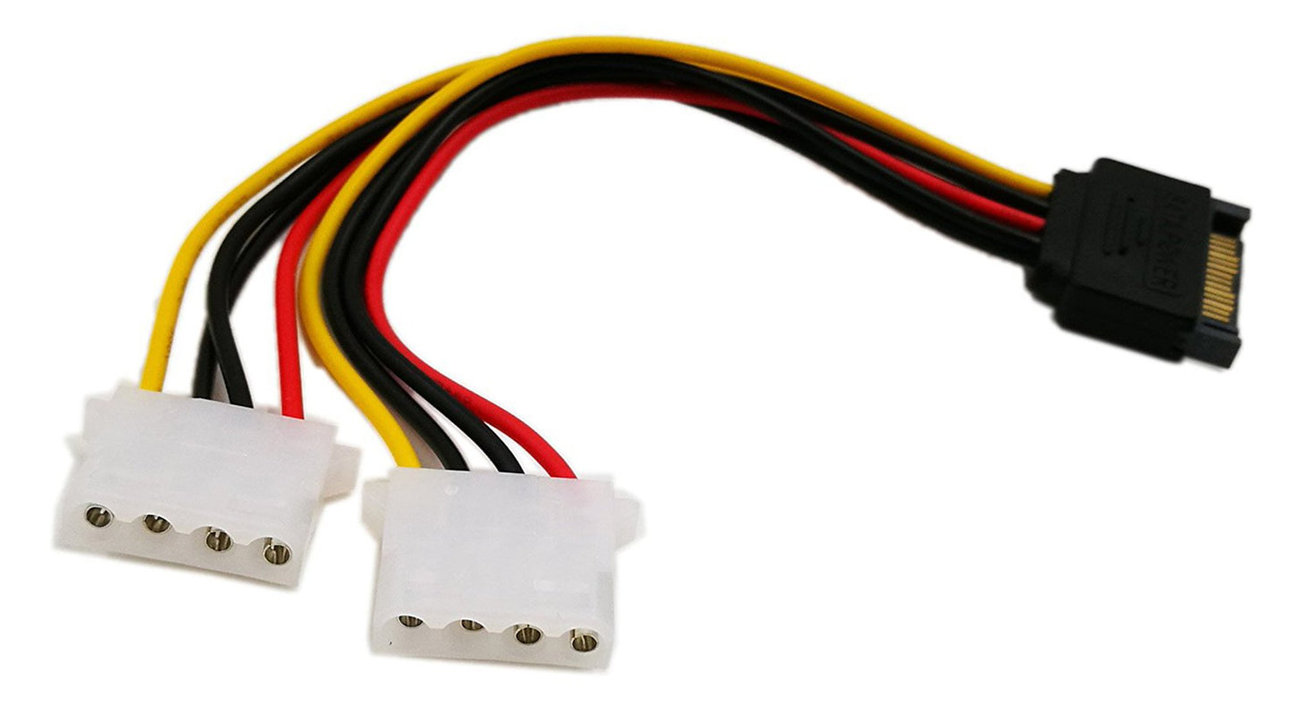 zdyCGTime 6 Inch Sata 15-Pin Male to Dual 4 Pin Molex Lp4 Female IDE Hard Drive Power Y-Adapter Converter Cable,Male to Female for 12V/5V IDE HDD DVD
