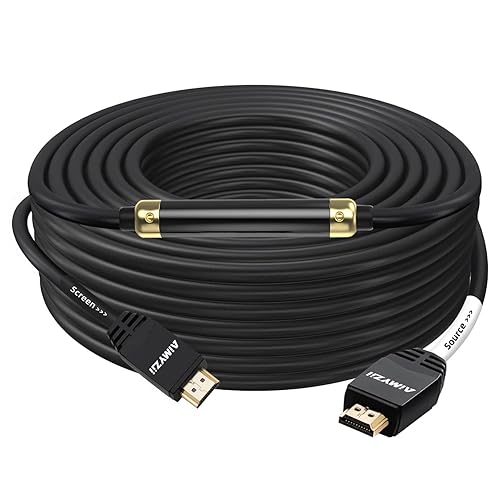Aimyzii HDMI Cable 100 Feet 4K HDMI 2.0 Cable with Built-in Signal Booster Support 4K 3D 2160P 1080P HDCP2.2 Ethernet ARC and Bandwidth 18Gbps-Black