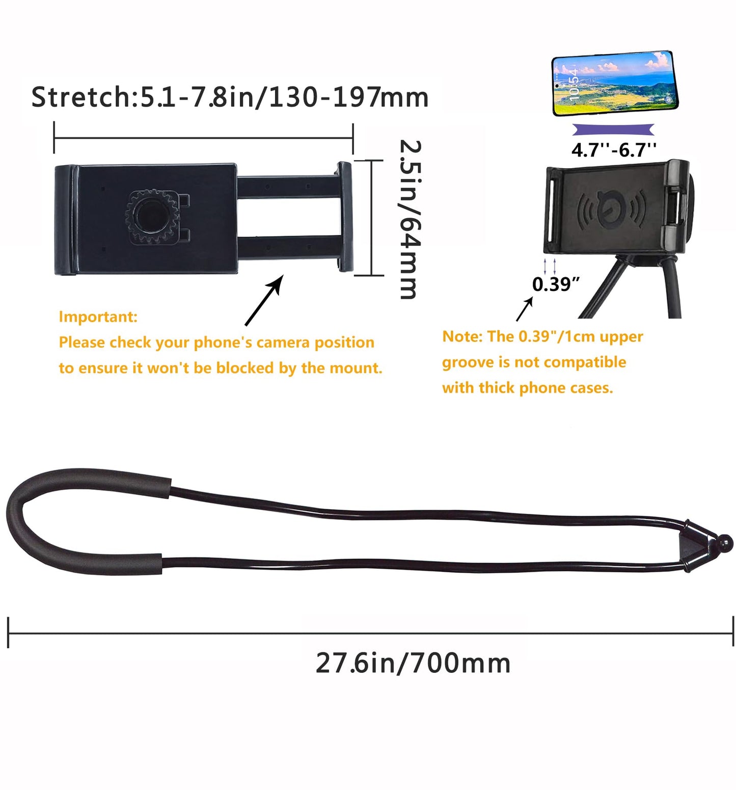 Lazy Cell Phone Holder, Universal Cell Phone Holder for Smart Mobile Phone,Hanging on Neck Cell Phone Mount Holder ,Hands-Free Mobile Phone Holder on