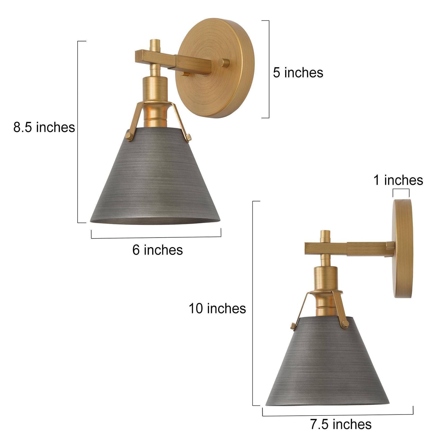 GEPOW Gold Wall Sconce 2 Pack, Modern Antique Wall Mounted Light Fixture for Bedroom, Bathroom, Living Room, and Hallway, Vintage Brass and Brushed