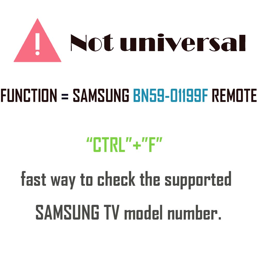BN59-01289A Replacement for Samsung TV Remote Control (Non Universal) for UN55MU6290F UN40MU6290 UN55MU6490 UN55MU6071F UN65MU6070F UN40NU7100