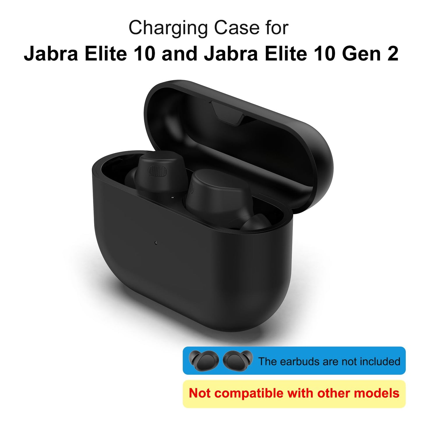 Charging Case Replacement Compatible with Jabra Elite10 and Jabra Elite 10 Gen 2 (Black)