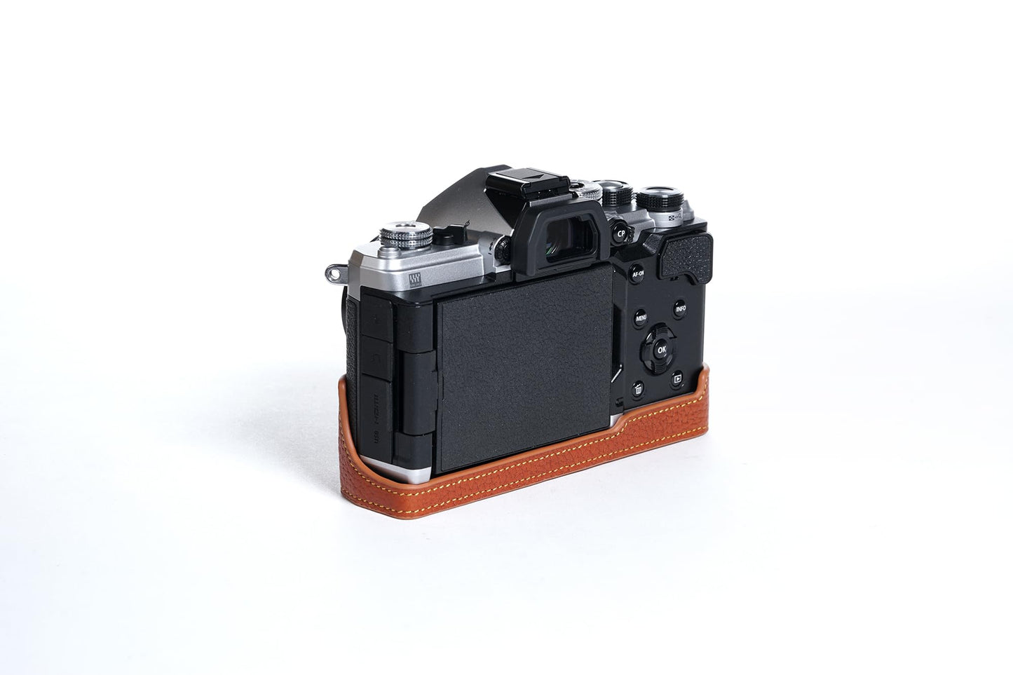 OM-3 Camera Case, BMAOLLONGB Handmade Genuine Real Leather Half Camera Case Bag Cover for Olympus OM-3 OM3 Camera Bottom Opening Version + Hand Strap