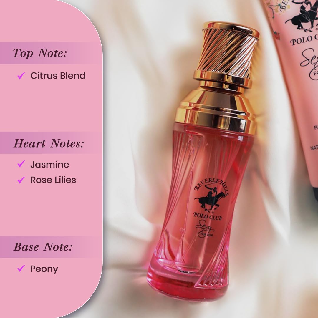 Beverly Hills Polo Club Sexy for Her – Eau de Parfum Spray 3.4 fl oz, Fresh Floral Perfume with Citrus, Jasmine & Rose Notes (Packaging May Vary)