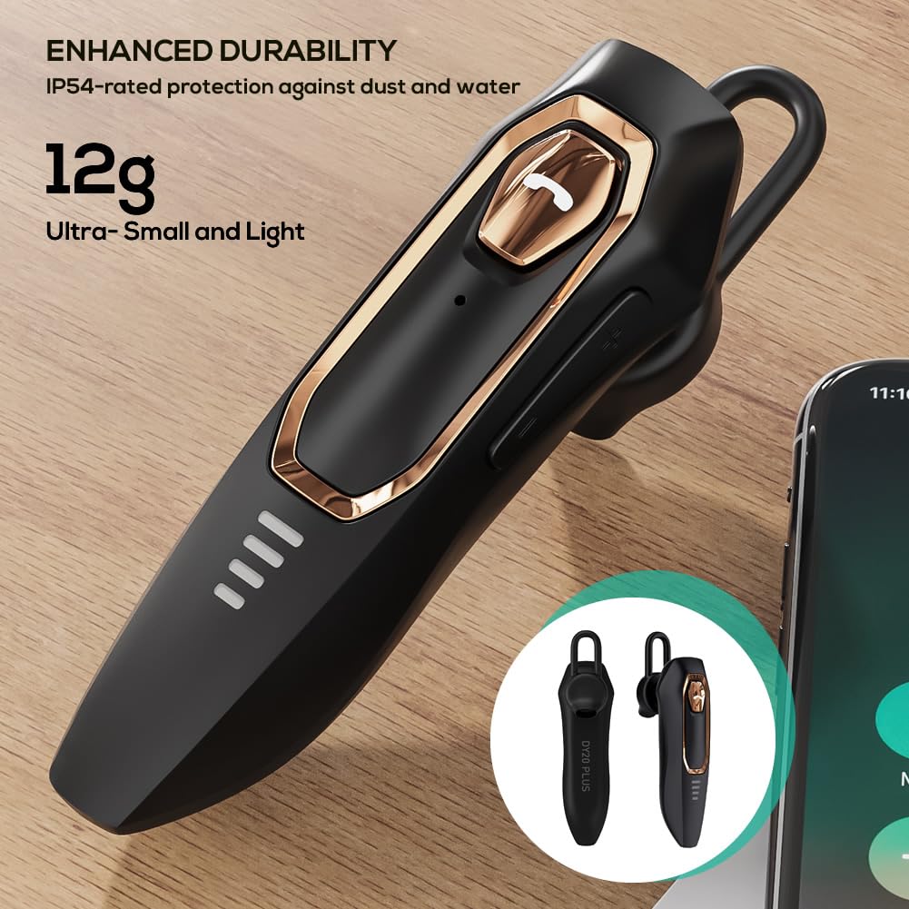 Single Ear Headsets Wireless Bluetooth, 30H Talking Time, Noise Canceling Mic Hands-Free Calls, Hands Free Wireless Bluetooth Earpiece, Call Reminder
