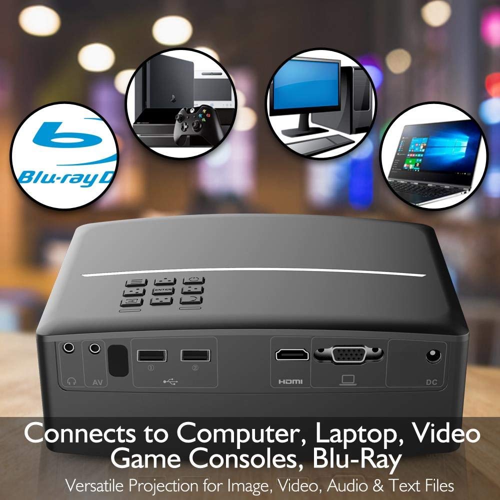 Pyle Multimedia Home Theater Projector - Portable HD 1080p LED with USB HDMI Digital Data System Projection for Entertainment Video Photo Game Full